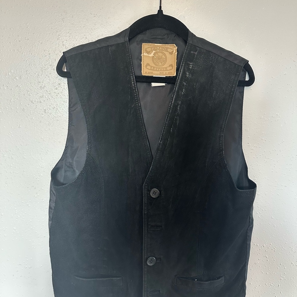 Vintage Black Leather Vest